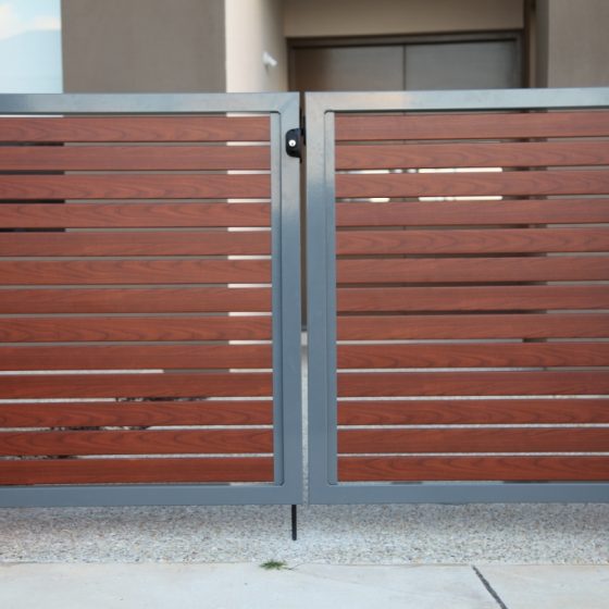 Gate with Western Red Cedar Slats & Fame in Notre Dame | Martinique Mews